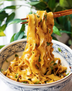 ASIAN GARLIC NOODLES WITH TOGARASHI AND HERBS