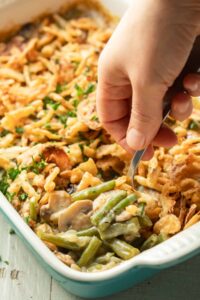 GREEN BEAN MUSHROOM CASSEROLE WITH MASHED POTATOES