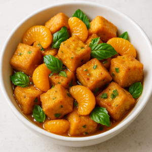 ORANGE AND BASIL TOFU PUFFS