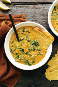 RED LENTIL SPINACH AND POTATO SOUP