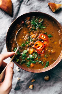 MOROCCAN SWEET POTATO LENTIL SOUP