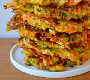 CARROT ZUCCHINI CHICKPEA FRITTERS