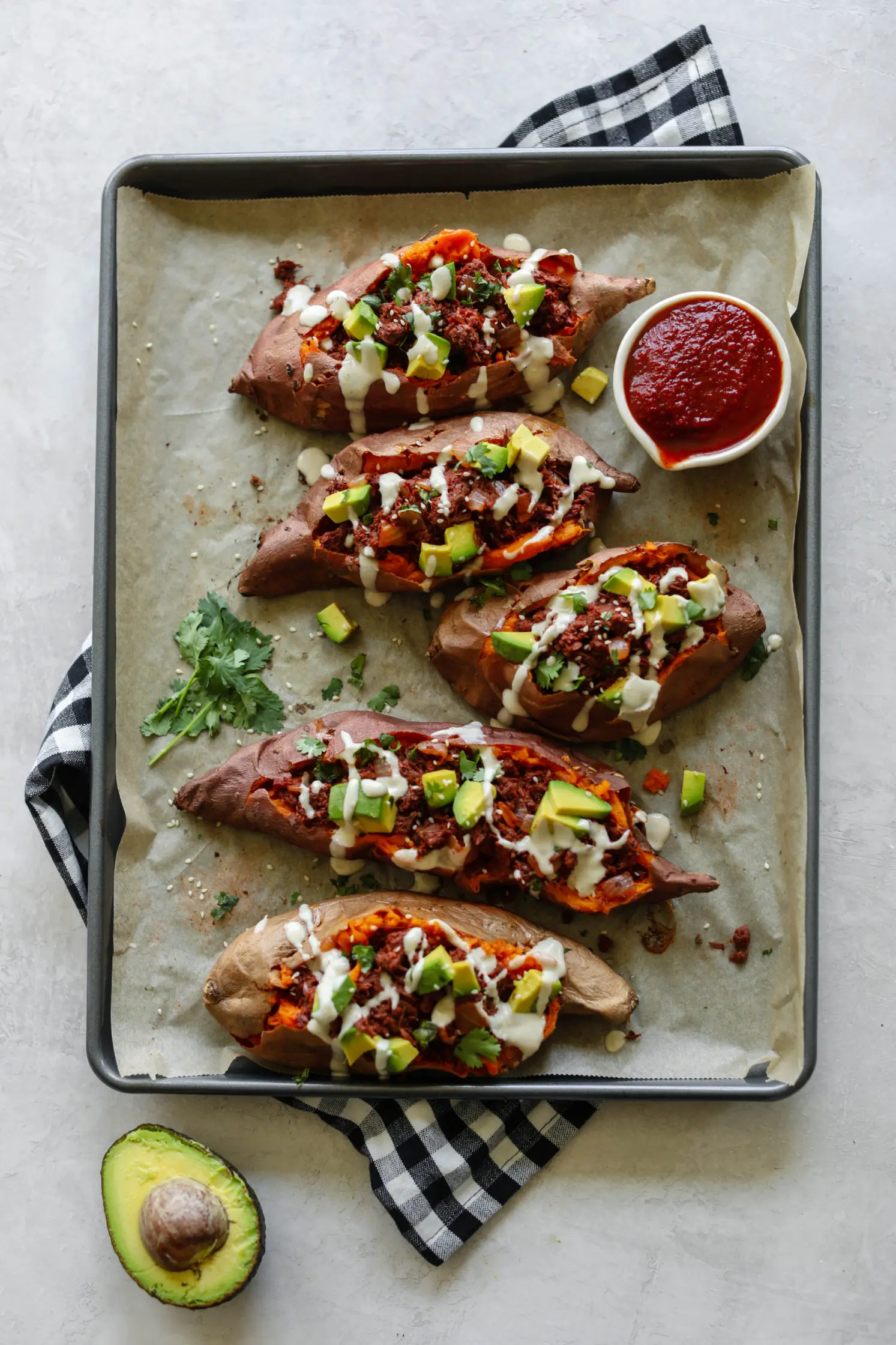 BBQ JACKFRUIT LOADED SWEET POTATOES