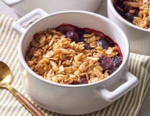 CHOCOLATE CHERRY CRUMBLE WITH TOASTED ALMONDS