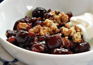 CHOCOLATE CHERRY CRUMBLE WITH TOASTED ALMONDS