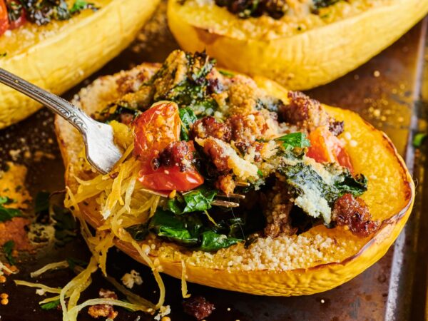 KALE ARRABBIATA-STUFFED SPAGHETTI SQUASH
